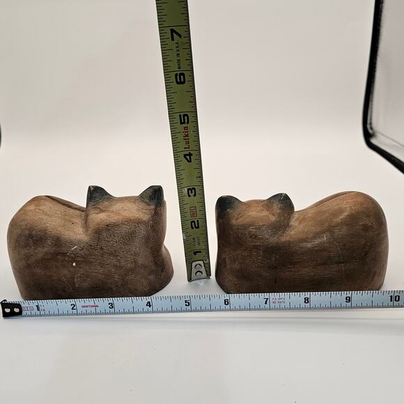 Pier 1 Hand Carved Folk Art Wooden Cats Set of 2 - Vintage-Inspired Decor - Picture 6 of 6